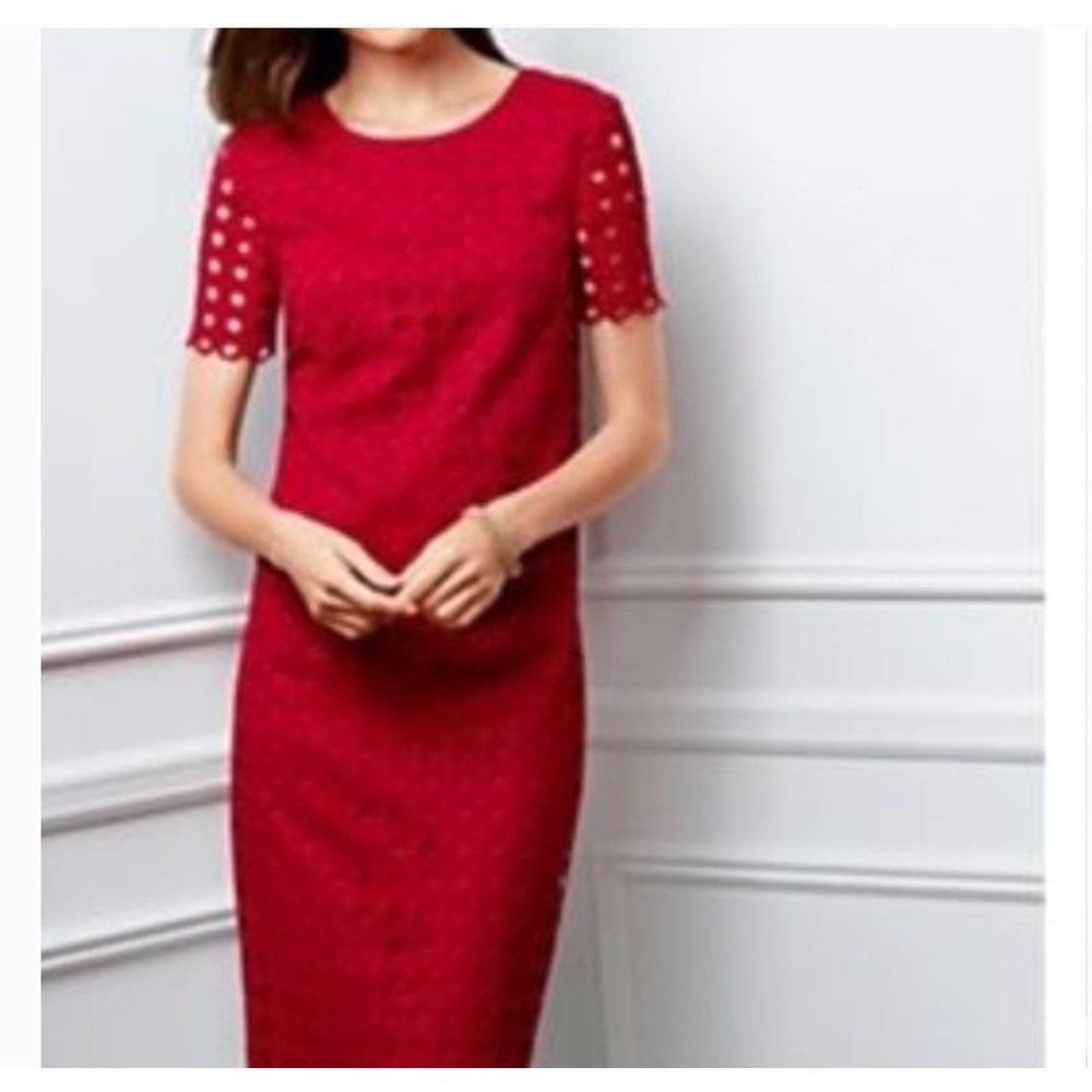 Talbots red eyelet dress